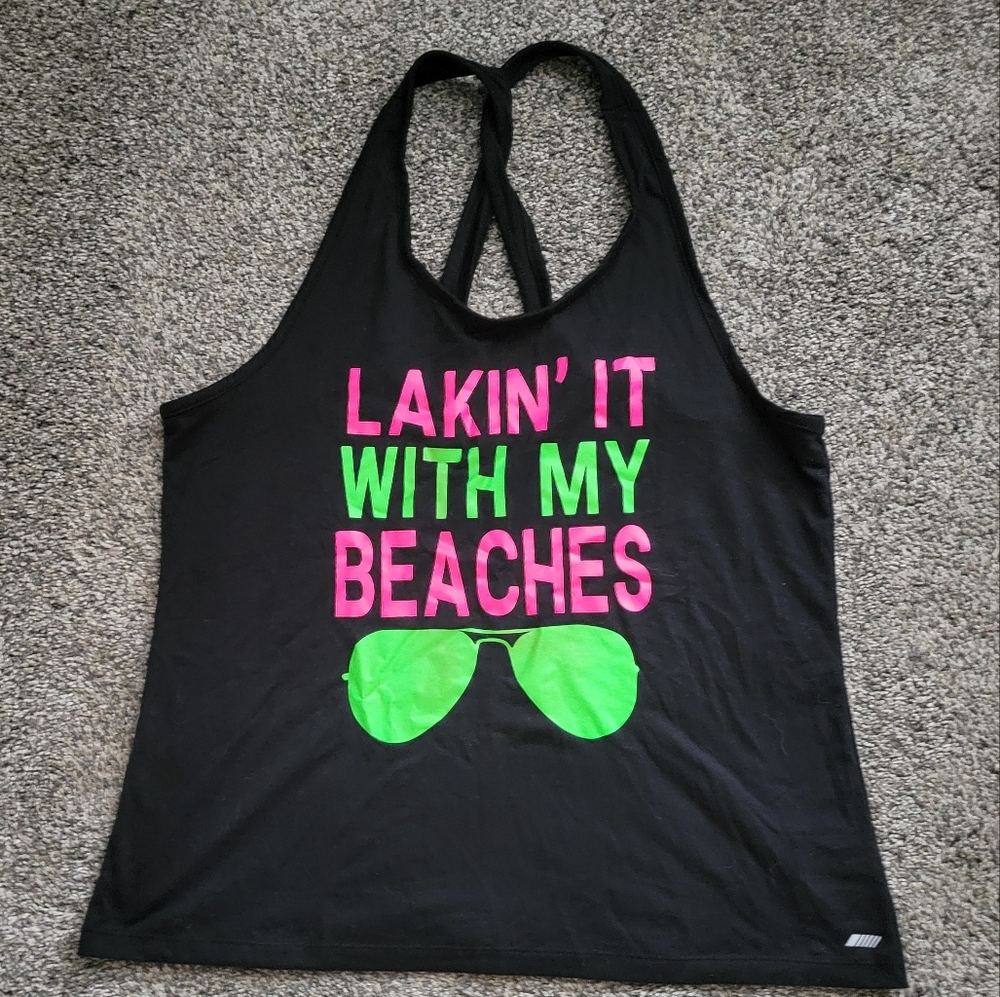 Black Tank Top with Neon Print